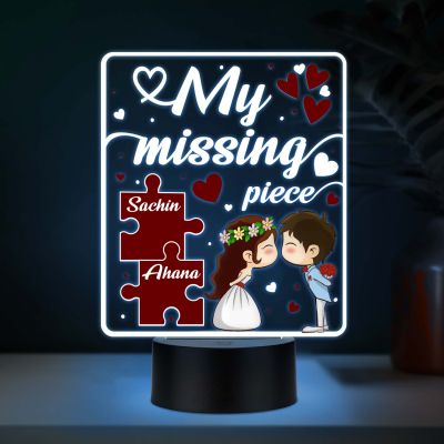 Personalized Couples UV Print Multicolor 3D LED Night Light My Missing Piece Romantic Lamp